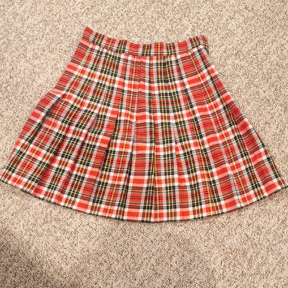 Vintage Pleated Plaid Skirt